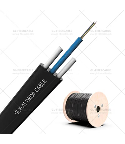 Flat Fiber Optic Drop Cable FRP PE Sheath
